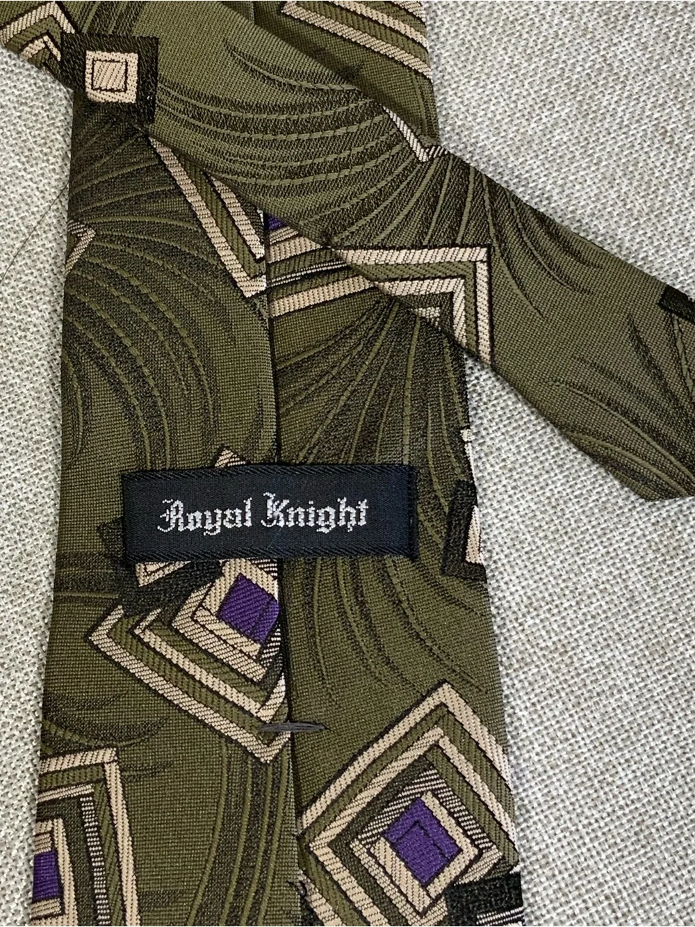 Royal Knight Green Geometric Infinity Squares Tie